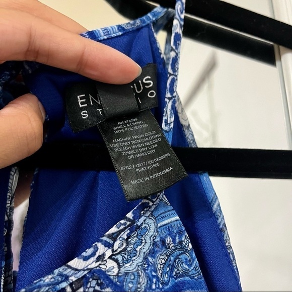 ENFOCUS Studio Blue Floral Paisley Print Midi/Maxi Halter Summer Dress Size 6 - Picture 9 of 10